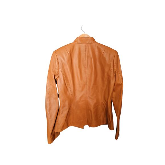 Etcetera sz 6 100% leather tan brown soft mandarin collar jacket looks new! - Picture 3 of 6